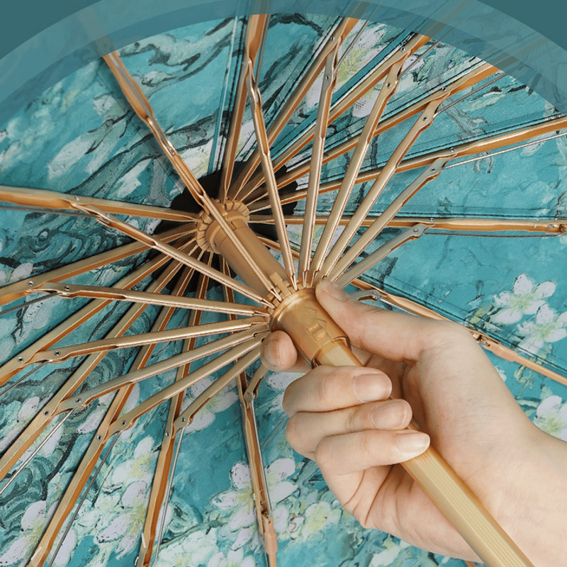 ゴッホ 花咲くアーモンドの木の枝 3段折りたたみ傘 晴雨兼用 ”16本骨 