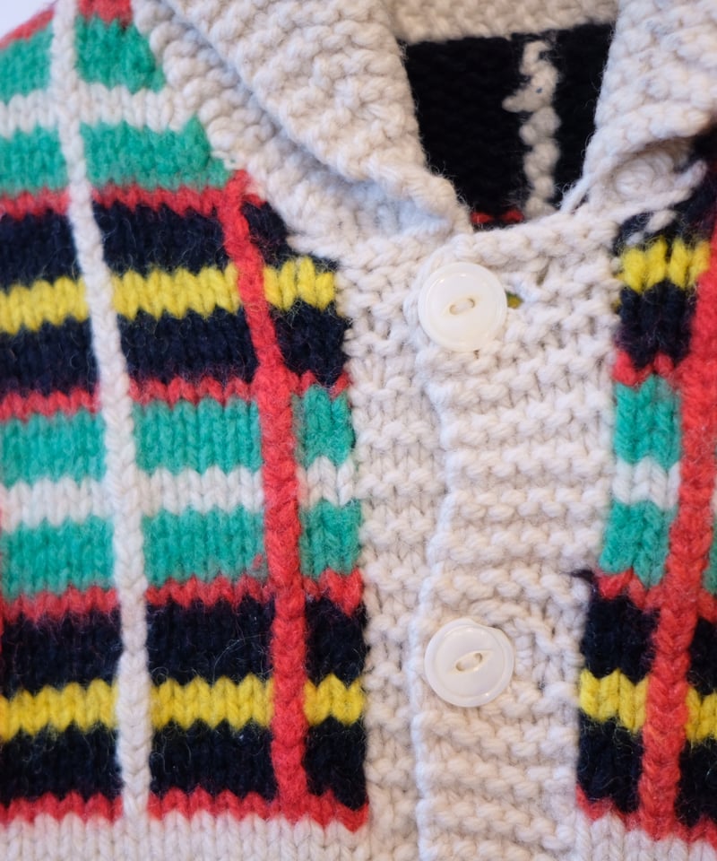 60's Check Button Cowichan Knit | Groovy days 60's Check Button Cowichan Knit | Groovy days