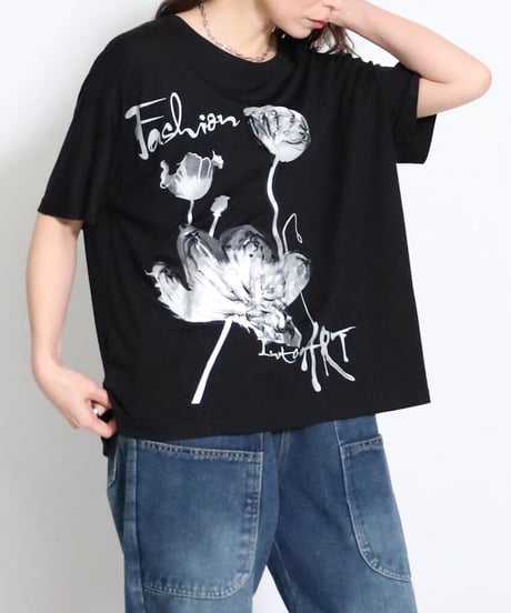 【レディース・ユニセックス】フラワープリント半袖Tシャツ（206689）