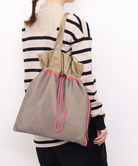 【レディース】mesh pocket drawstring TOTE BAG（11013）