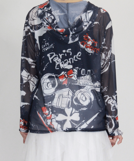 【select】Paris風モノトーンシアーzipパーカー（258654）
