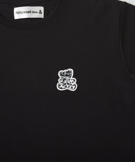 【Hollywood Rich. &】パンクベアワンポイントワッペン半袖Tシャツ（9350）ブラック