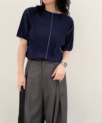 【select】プリーツメロー配色半袖TOPS（2177）