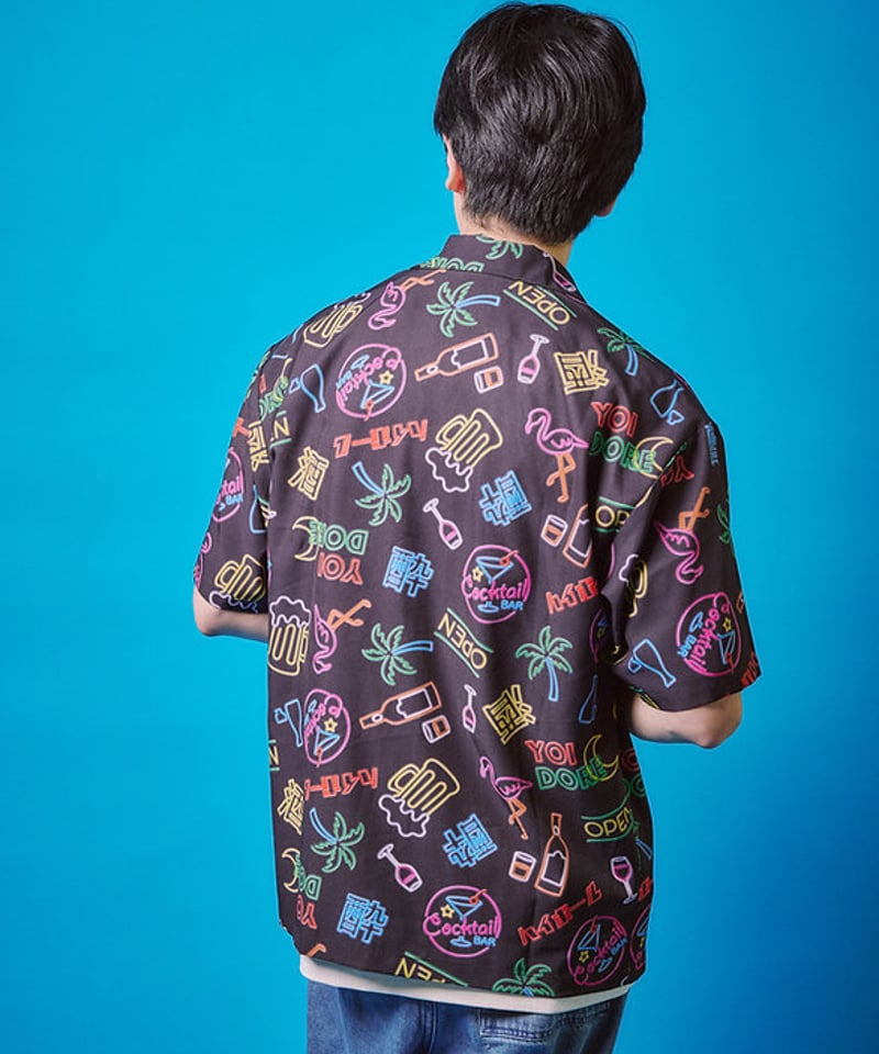YOIDORE】酒ネオンアロハシャツ (825711) ブラック | 一宮市の店舗の