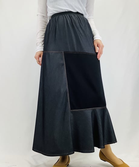 【select】デニム見え素材切替スカート（N26501）