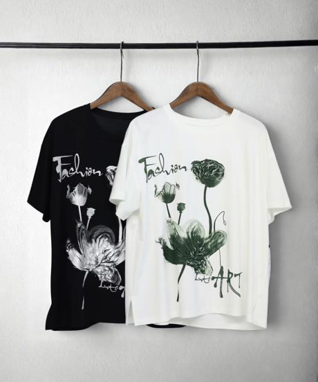 【レディース・ユニセックス】フラワープリント半袖Tシャツ（206689）