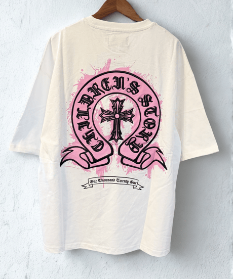 【Y.e(J)ow】クロスプリント＆刺繍Tシャツ