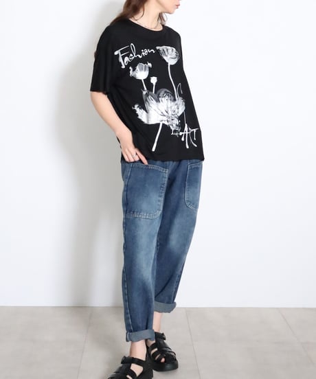 【レディース・ユニセックス】フラワープリント半袖Tシャツ（206689）
