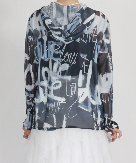 【select】英字総柄シアーzipパーカー（258655）