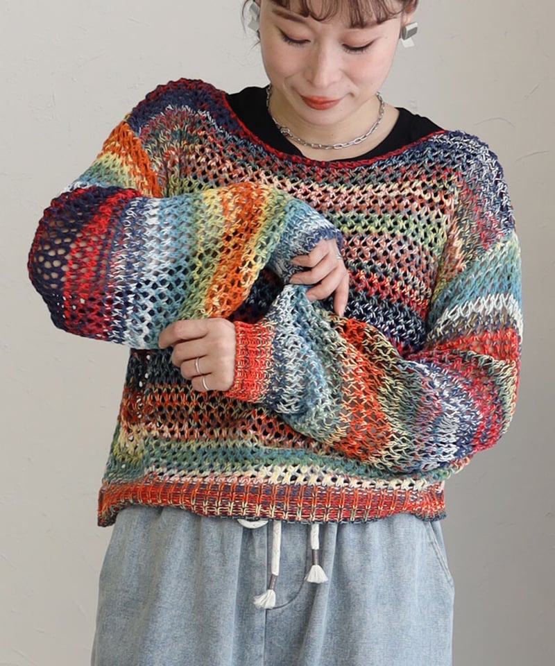 select】ざっくり編みカラフルニットプルオーバー （199754） | 一宮市