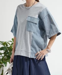 【select】デニム切替半袖Tシャツ（R-4259）