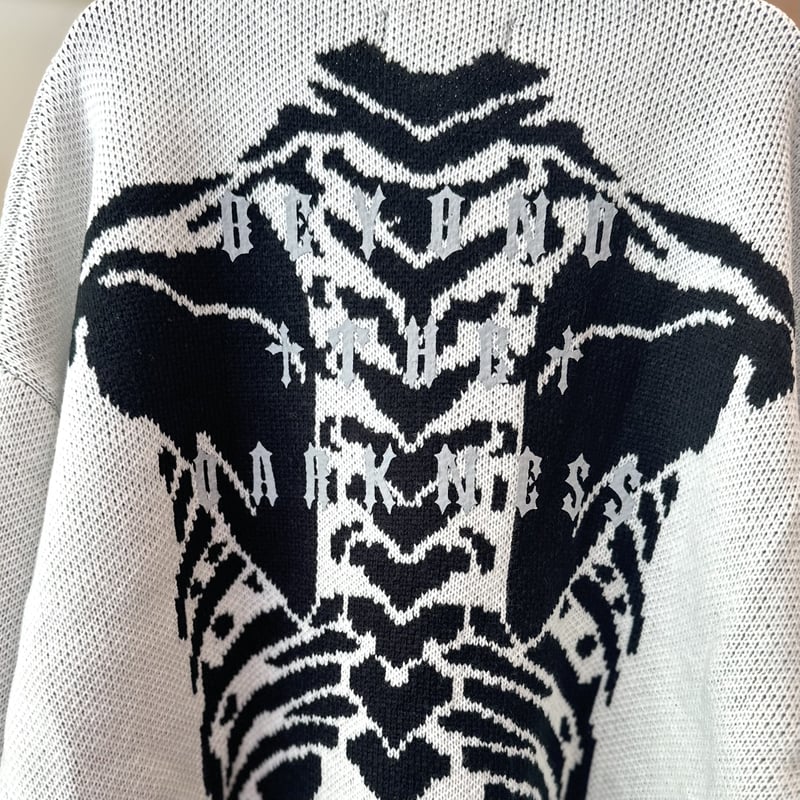 PSYCHO NATION】Hand-stitched bone jacquard BIG