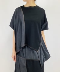 【select】デニム見え素材切替アシメントリーカットソー（N26108）
