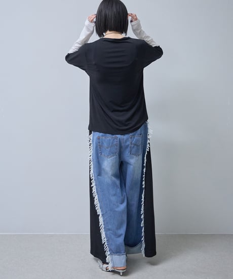 【select】異素材切替デザインデニムパンツ（204873）