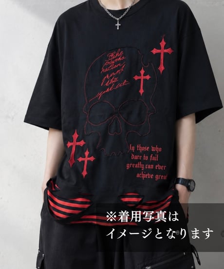 【PSYCHO NATION】スカルクラッシュレイヤードTシャツ（126965）