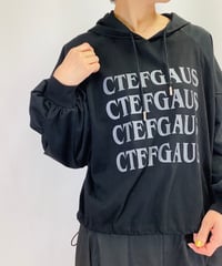 【select】袖シャーリング英字ロゴフーテッドカットソー（A55117）