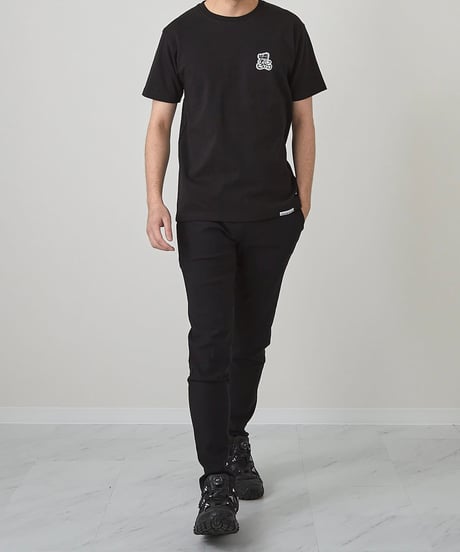 【Hollywood Rich. &】パンクベアワンポイントワッペン半袖Tシャツ（9350）ブラック