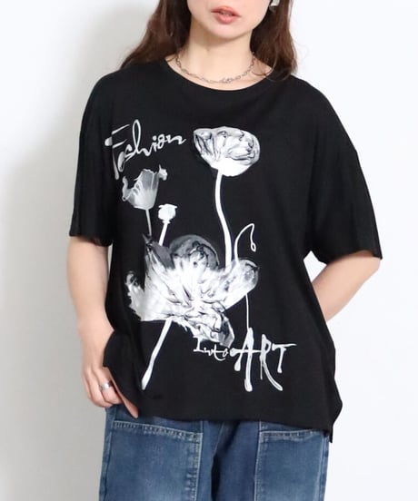 【レディース・ユニセックス】フラワープリント半袖Tシャツ（206689）