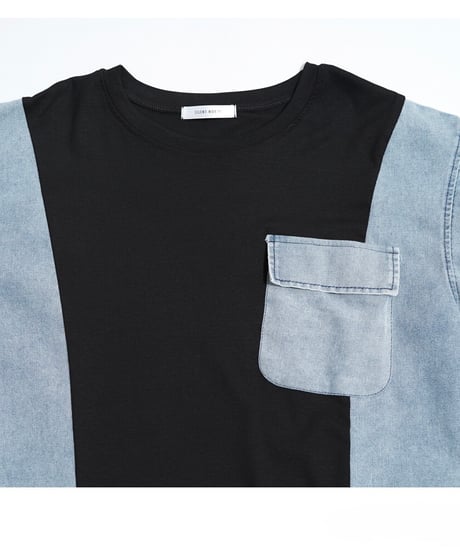 【select】デニム切替半袖Tシャツ（R-4259）