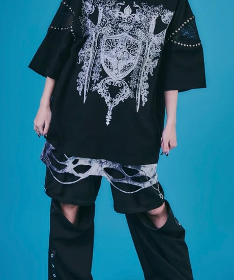 【  PSYCHONATION 】メッシュ切り替えストーンTEE(726805)
