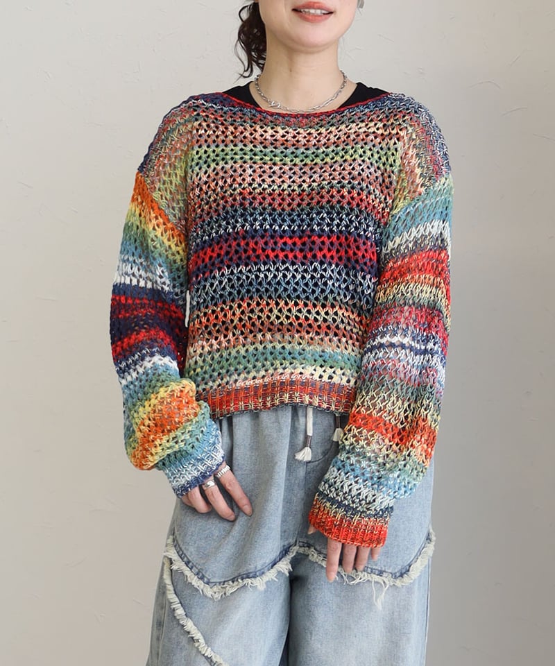 select】ざっくり編みカラフルニットプルオーバー （199754） | 一宮市