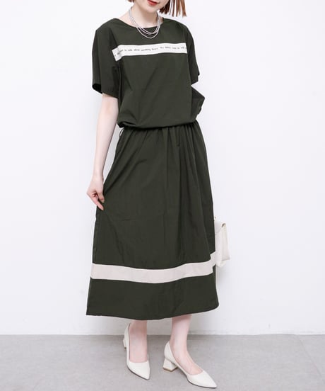 【select】英字ラインTシャツ×ライン入りスカート（セットアップ2点セット商品）19370