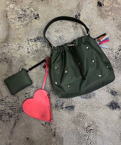 【select】2WAY ♡ スタッズ｜heart pouch studs 2way shoulder（C26001）