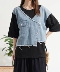 【select】デニムレイヤード風Tシャツ（0342）