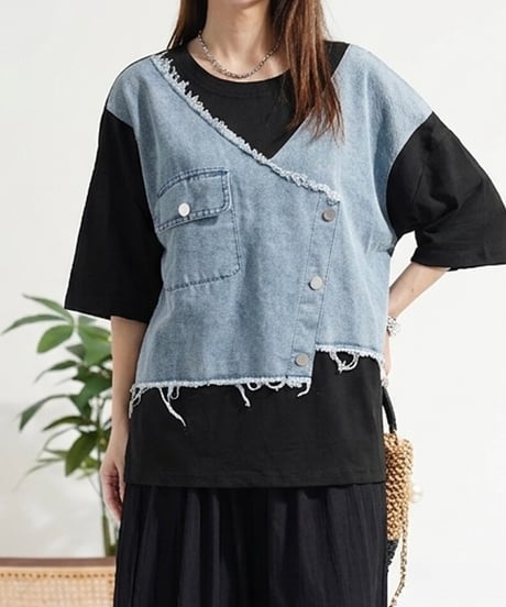 【select】デニムレイヤード風Tシャツ（0342）