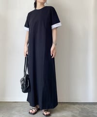 【select】綿天竺袖配色半袖ワンピ（2645）