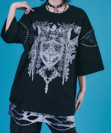 【  PSYCHONATION 】メッシュ切り替えストーンTEE(726805)
