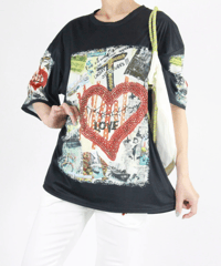 【select】パール＆ビジュー付きBIGシルエットTシャツ（265723）