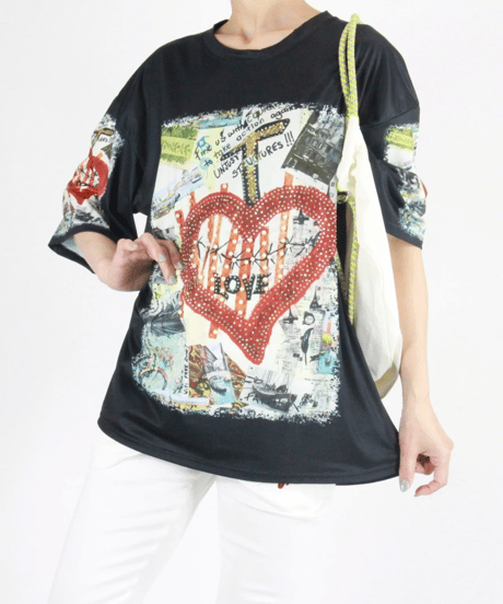 【select】パール＆ビジュー付きBIGシルエットTシャツ（265723）