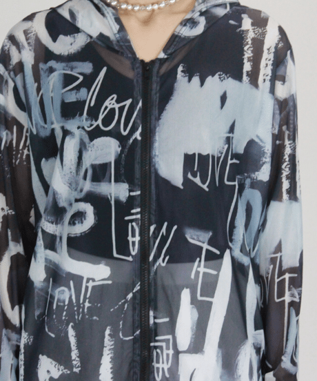 【select】英字総柄シアーzipパーカー（258655）