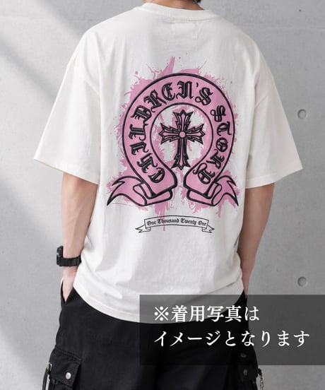 【Y.e(J)ow】クロスプリント＆刺繍Tシャツ