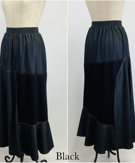 【select】デニム見え素材切替スカート（N26501）