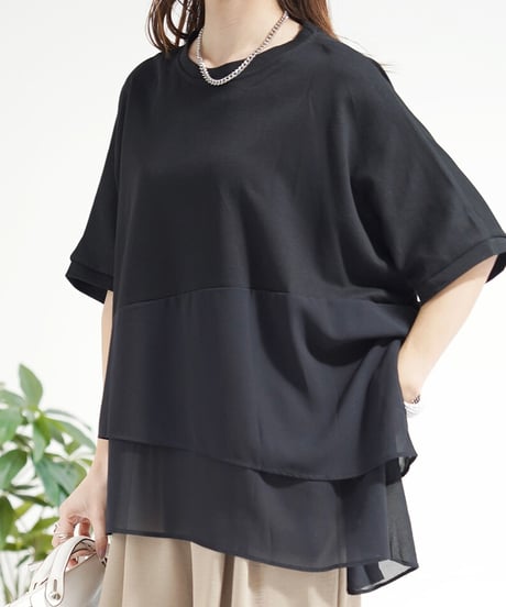 【select】シフォン変形レイヤード切替プルオーバー（0357）