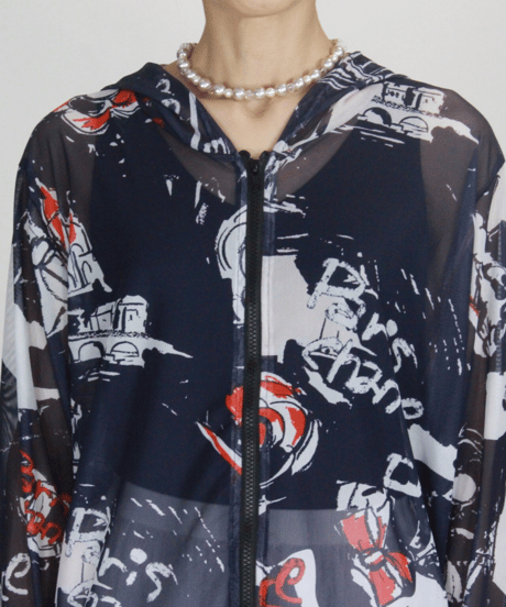 【select】Paris風モノトーンシアーzipパーカー（258654）
