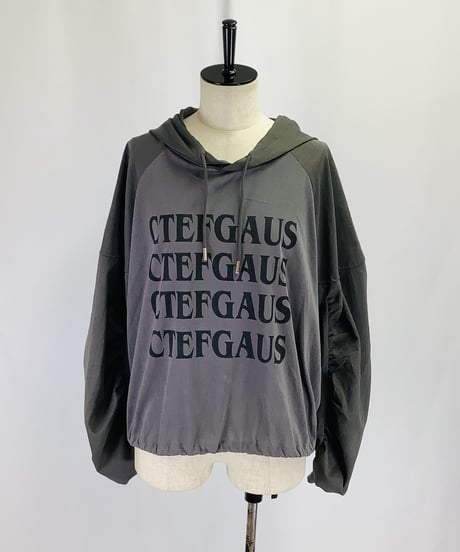 【select】袖シャーリング英字ロゴフーテッドカットソー（A55117）