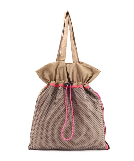 【レディース】mesh pocket drawstring TOTE BAG（11013）