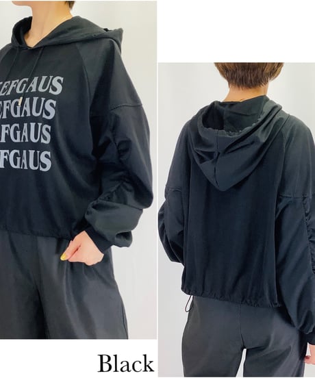 【select】袖シャーリング英字ロゴフーテッドカットソー（A55117）