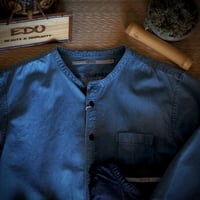 [OMNIGOD womens] インディゴ5ozデニムスタンドカラーシャツ