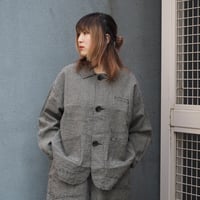 [Brocante / ブロカント] 綿麻ギンガムチェック デフォルメカバーオール【38-299X】