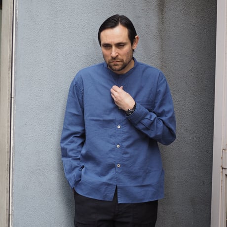 [OMNIGOD mens / オムニゴッド] ダブルガーゼ スタンドカラーワークシャツ【56-414Z】