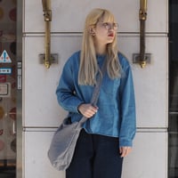 [OMNIGOD womens] インディゴ5ozデニムスタンドカラーシャツ