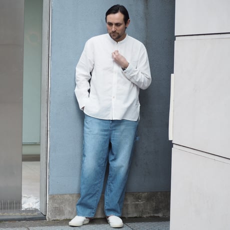 [OMNIGOD mens / オムニゴッド] ダブルガーゼ スタンドカラーワークシャツ【56-414Z】