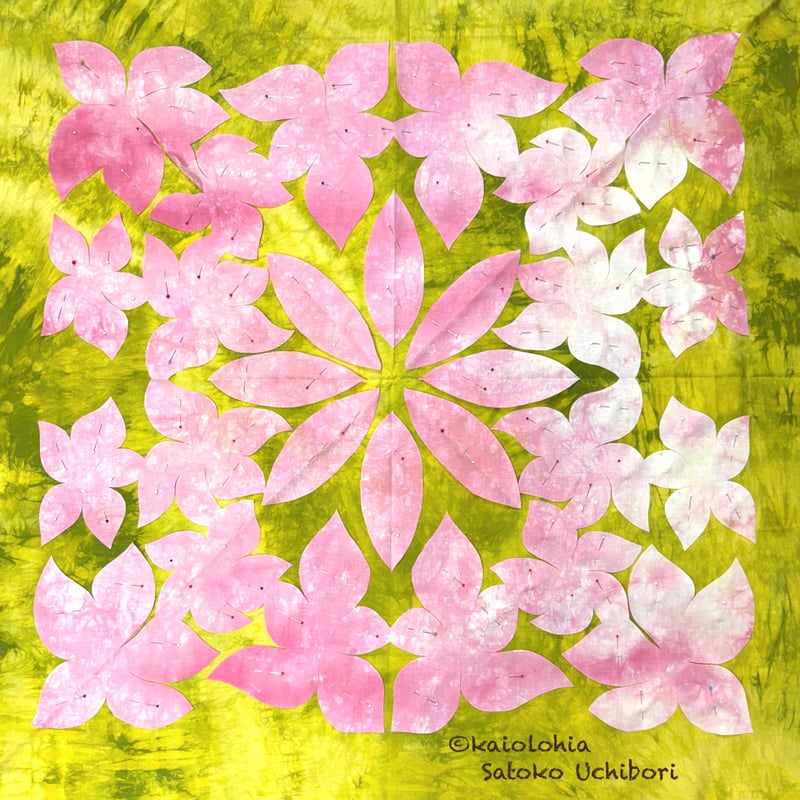 プアラニプルメリアのハワイアンキルト タペストリー