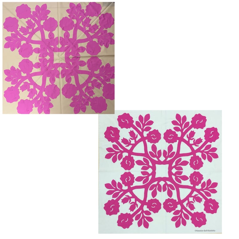 ハワイアンキルト❤️ロケラニ❤️テーブルセンター&タペストリー ロケラニのタペストリー ＊ 110cm ＊ 『ロケラニの花束をあなた