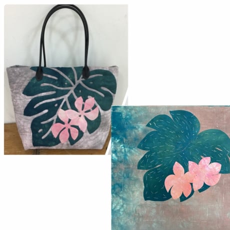 ハンドメイド ハワイアンキルトバッグ 規則正しい (薔薇) ハンドメイド ハワイアンキルトバッグ 規則正しい (薔薇)