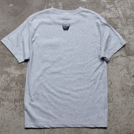 piwang バックプリント ポケットTシャツ『杢グレー』